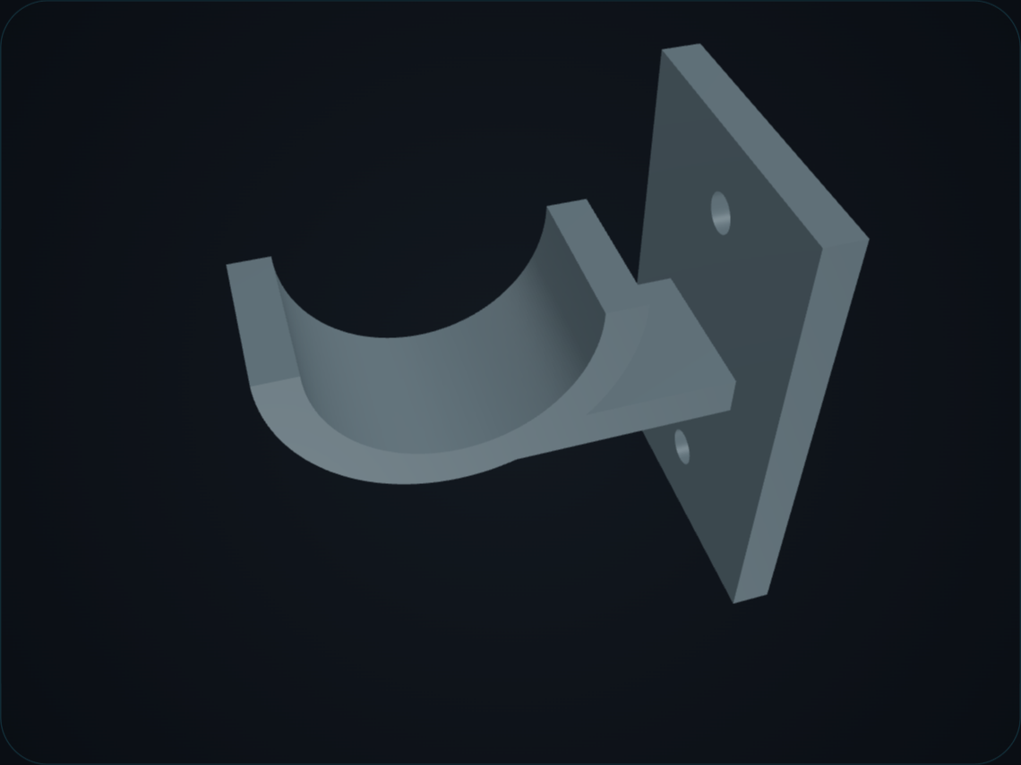 Wall bracket for a 32 mm curtain pole — the measured part