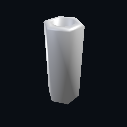 M3 hex standoff, 15 mm tall, 5.5 mm across flats — the measured part