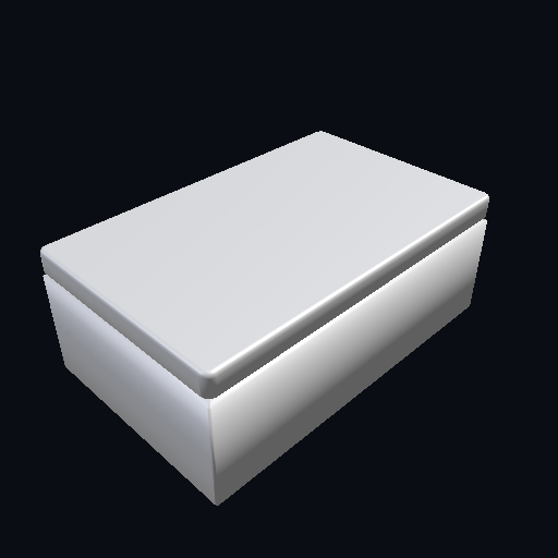 Snap-lid box for SD cards, 80 × 50 × 30 mm — the measured part