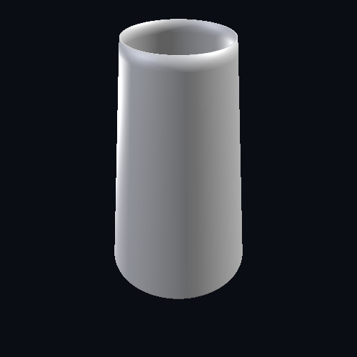 Tapered vase, 100 mm tall, 0.5 mm walls — the measured part